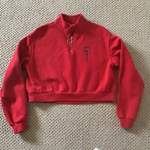 Red Crop Sweatshirt